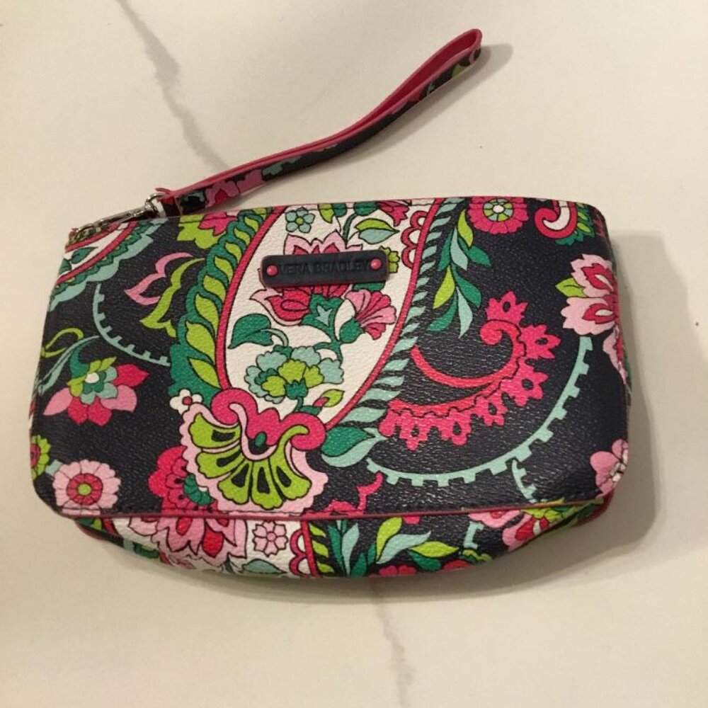 Vera Bradley Classic Wristlet in Retired Petal Paisley Pattern on Vinyl Exterior